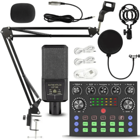 LGT 240 Mic Studio Condenser Microphone With Sound Card