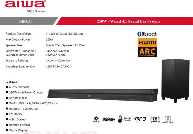 AIWA SOUND BAR 250W